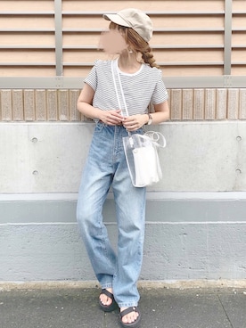 「chocomee（チョコミー）のアイテム（Tシャツ/カットソー）」を使った、chocoさん（レディース・153cm）の夏コーディネート