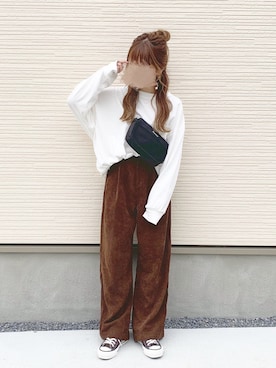 「chocomee（チョコミー）のアイテム（パンツ）」を使った、chocoさん（レディース・153cm）の秋コーディネート