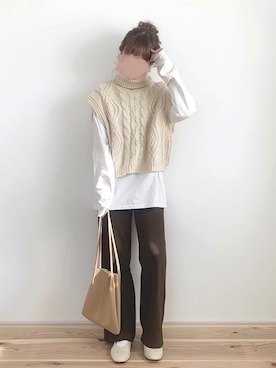 「chocomee（チョコミー）のアイテム（トップス）」を使った、chocoさん（レディース・153cm）の冬コーディネート