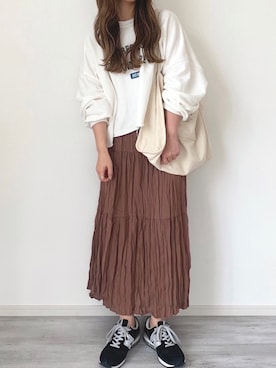 「chocomee（チョコミー）のアイテム（スウェット）」を使った、chocoさん（レディース・153cm）の春コーディネート
