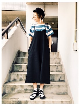 「カオリノモリ」｜「アイテム（サロペット/オーバーオール）」を使った、うーさん 。さん（レディース・164cm）の夏コーディネート