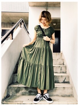「ゆるカジ」｜「アイテム（ワンピース/ドレス）」を使った、うーさん 。さん（レディース・164cm）の夏コーディネート