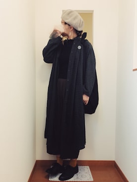 「羽織り」｜「アイテム（ハンチング/ベレー帽）」を使った、うーさん 。さん（レディース・167cm）の秋コーディネート