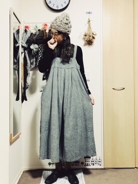 「カオリノモリ」｜「アイテム（サロペット/オーバーオール）」を使った、うーさん 。さん（レディース・167cm）の冬コーディネート