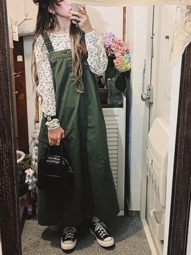 「チャックテイラー」｜「アイテム（ワンピース/ドレス）」を使った、うーさん 。さん（レディース・166cm）の春コーディネート