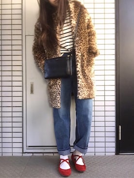 「柄×柄」｜「アイテム（その他アウター）」を使った、_naaao_さん（レディース・162cm）の春コーディネート