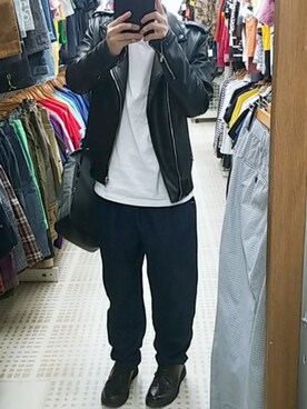 「ZARA MAN」｜「アイテム（ライダースジャケット）」を使った、takuさん（メンズ・171cm）の春コーディネート