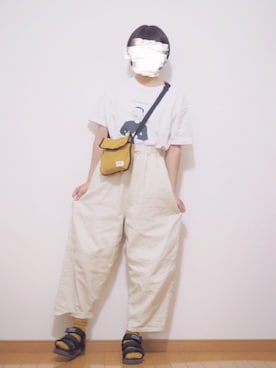 「MERLOT（メルロー）のワイドシルエット切替コクーンパンツ2966（その他パンツ）」を使った、ぬう。さん（メンズ・170cm）の夏コーディネート
