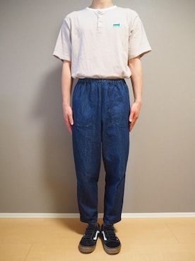 「DANTON（ダントン）のアイテム（デニムパンツ）」を使った、ぬう。さん（メンズ・170cm）の春コーディネート