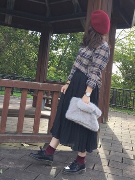「ダニエルウェリントン」｜「アイテム（ハンチング/ベレー帽）」を使った、pon ♥︎さん（レディース・153cm）の秋コーディネート
