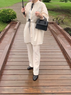 「LOWRYS FARM（ローリーズファーム）のセンタープレスカラーフレアパンツ　870189（その他パンツ）」を使った、翡翠さん（レディース・148cm）の秋コーディネート