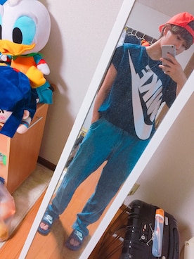 「NIKE（ナイキ）のWEGO/NIKE フューチュラベースボールキャップ（キャップ）」を使った、みほぽんさん（レディース・161cm）の夏コーディネート