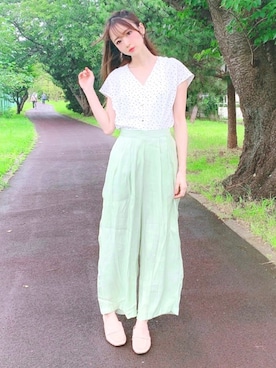 「CIENA（シエナ）のアイテム（パンツ）」を使った、しほみさん（レディース・163cm）の夏コーディネート