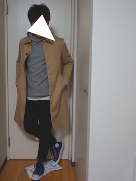「アイテム（ステンカラーコート）」を使った、いっせいさん（メンズ・178cm・10代）の冬コーディネート