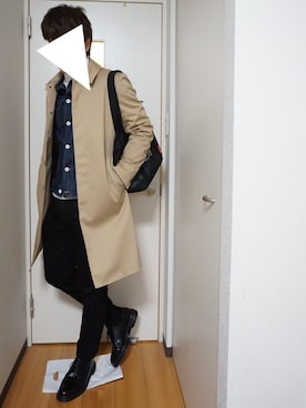 「アイテム（ステンカラーコート）」を使った、いっせいさん（メンズ・178cm・10代）の春コーディネート