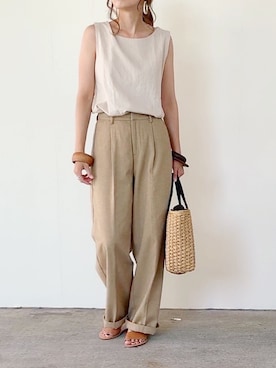 「RIBOU（リボウ）のアイテム」を使った、hitomiさん（レディース・155cm）の夏コーディネート