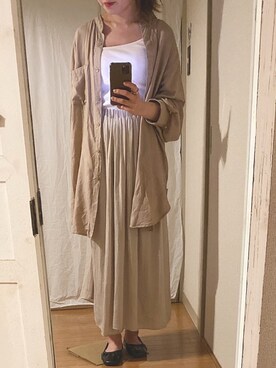 「SENSE OF PLACE by URBAN RESEARCH（センスオブプレイスバイアーバンリサーチ）のワッシャープリーツスカート（スカート、ベージュ系）」を使った、あさん（レディース・152cm）の春コーディネート