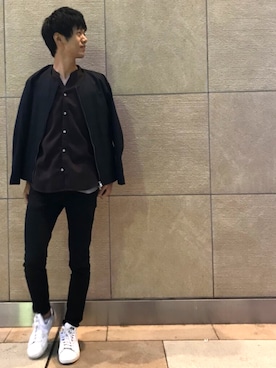 「肩掛け」｜「アイテム（ブルゾン）」を使った、きょうすけさん（メンズ・175cm）の秋コーディネート