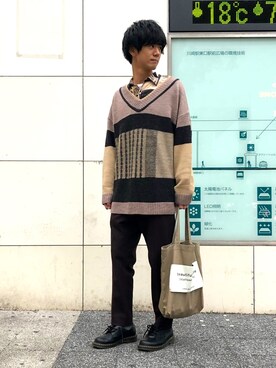 「YON（ヨン）のアイテム（トップス）」を使った、きょうすけさん（メンズ・175cm）の秋コーディネート