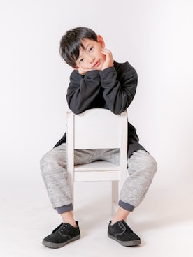 「ロングカーディガン」｜kokiさん（キッズ・120cm）の冬コーディネート