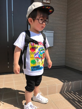 「MIKI HOUSE（ミキハウス）のアイテム（バッグ）」を使った、TOTAさん（キッズ・90cm）の春コーディネート