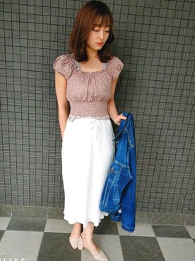 「OZOC（オゾック）のアイテム（パンプス）」を使った、riona523さん（レディース・158cm）の春コーディネート