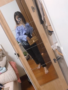 「LILY BROWN（リリーブラウン）のアイテム（スラックス）」を使った、超甜麋鹿酱さん（レディース・162cm）の夏コーディネート