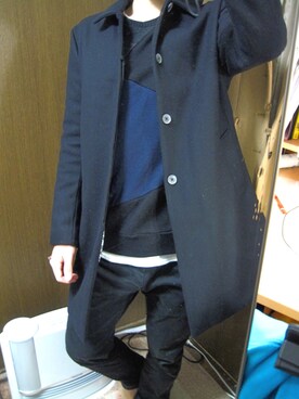 「RAGEBLUE（レイジブルー）の＜トレンドのロング丈＞ワッフルロングカットソー/733404（Tシャツ/カットソー）」を使った、マーシーさん（メンズ・176cm）の冬コーディネート