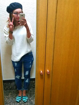 「FREAK'S STORE（フリークスストア）のアイテム（ハンチング/ベレー帽）」を使った、sugarさん（レディース・164cm）の秋コーディネート