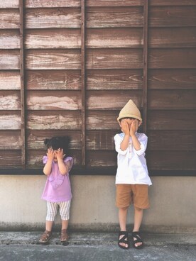 「きょうだいコーデ」｜「アイテム（サンダル）」を使った、Mさん（キッズ・110cm）の夏コーディネート