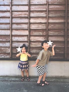 「きょうだい」｜「アイテム（スカート）」を使った、Mさん（キッズ・110cm）の夏コーディネート
