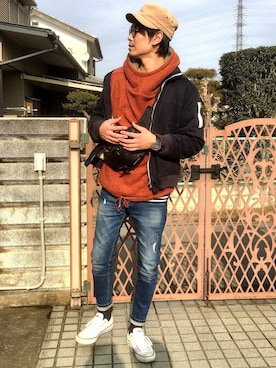 「アイテム（ブルゾン）」を使った、u-jさん（メンズ・180cm・30代）の冬コーディネート