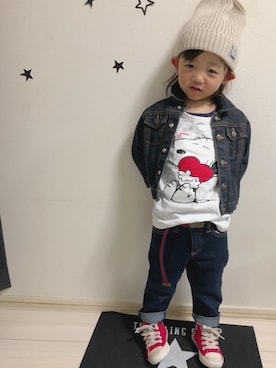 「OSHKOSH（オシュコシュ）のアイテム（デニムジャケット）」を使った、sTm.I✪⍟さん（キッズ・100cm）の春コーディネート