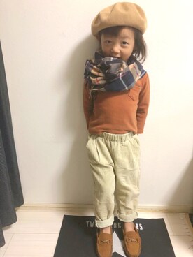 「秋のブラウンスタイル」｜「アイテム（ハンチング/ベレー帽）」を使った、sTm.I✪⍟さん（キッズ・100cm）の秋コーディネート
