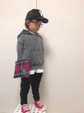 「devirock（デビロック）の【旧モデル】裏毛スウェットサルエルパンツ スウェットパンツ（その他パンツ）」を使った、sTm.I✪⍟さん（キッズ・100cm）の秋コーディネート