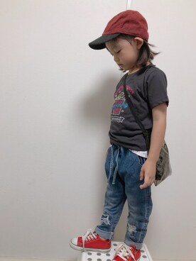 「FITH（フィス）のアイテム（キャップ）」を使った、sTm.I✪⍟さん（キッズ・92cm）の夏コーディネート