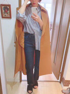 「アイテム（トレンチコート、オレンジ系）」を使った、m.さん（レディース・169cm）の春コーディネート