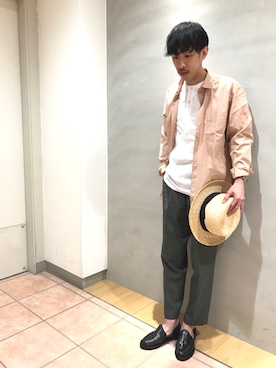 「CHAMULA（チャムラ）のアイテム（スリッポン）」を使った、naoyakatoさん（メンズ・167cm）の春コーディネート