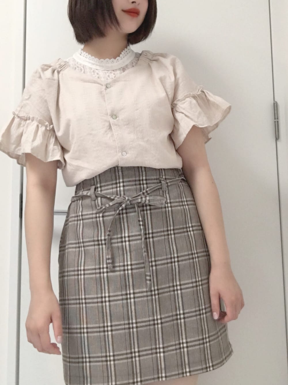 「ガーリー、デート、レトロ」｜「RETRO GIRLのアイテム（トップス、ピンク系）」を使った、あんこさん（レディース・160cm）の夏コーディネートの1枚目の写真