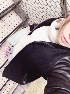 「ケーブルニット」｜「アイテム（スタジャン）」を使った、mさん（レディース・151cm）の冬コーディネート