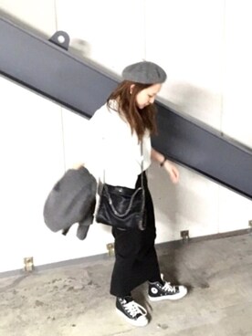 「ROSE BUD（ローズバッド）の(ANYTRA)フェルトベレー帽（ハンチング/ベレー帽）」を使った、mさん（レディース・151cm）の冬コーディネート