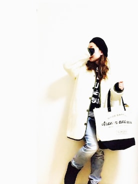 「メゾン キツネ(MAISON KITSUNE)」｜「アイテム（ブーツ）」を使った、mさん（レディース・151cm）の冬コーディネート