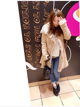 「レースアップシューズ」｜「アイテム（ムートンコート）」を使った、mさん（レディース・151cm）の冬コーディネート