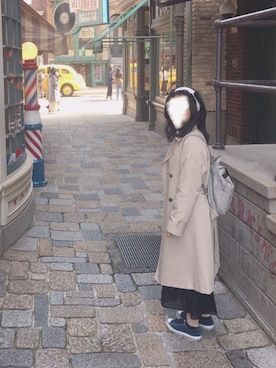 「ユニバ」｜「アイテム（トレンチコート）」を使った、はるさん（レディース・153cm）の春コーディネート