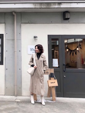 「チェックシャツワンピース」｜「アイテム（シャツワンピース）」を使った、stylist_morookaさん（レディース・157cm）の秋コーディネート