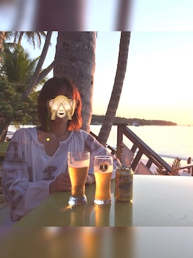 「Ray BEAMS（レイビームス）のアイテム（ワンピース、ホワイト系）」を使った、moonmuangさん（レディース・162cm）の夏コーディネート