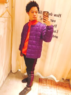 「TAION（タイオン）のアイテム（ノーカラージャケット）」を使った、たーさん（メンズ・165cm）の冬コーディネート