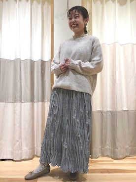 「Samansa Mos2 blue」｜「アイテム（バレエシューズ）」を使った、🍣ﾅ ﾅ ｺ🍣さん（レディース・156cm）の秋コーディネート