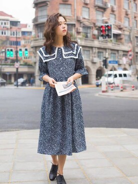 「盐系风格」｜「アイテム（ワンピース/ドレス）」を使った、嘿，我姓叶さん（レディース・164cm）の夏コーディネート