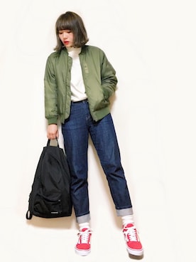 「YAKPAK（ヤックパック）のアイテム」を使った、かほこ。さん（レディース・161cm）の冬コーディネート